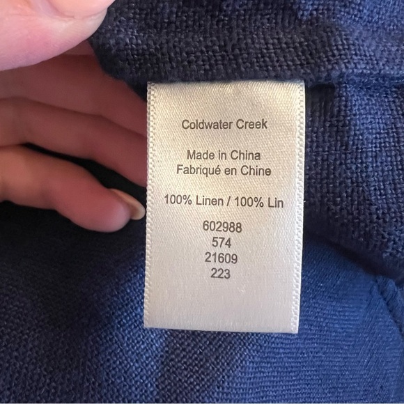 COLDWATER CREEK 100% Linen Navy Blazer Jacket Size Large EUC - Picture 6 of 6